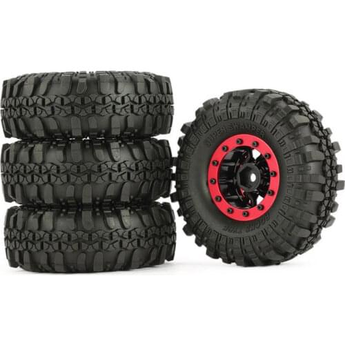4Pcs 1:10 RC Rock Crawler 1.9 Inch Rubber Tires & Plastic Wheel Rim Set for Axial SCX10 Tamiya CC01 D90 TF2
