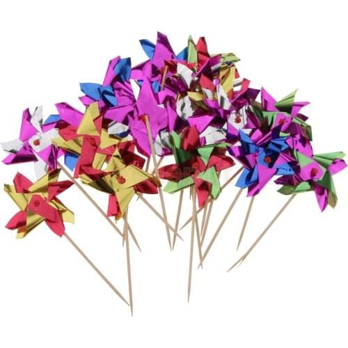 50pcs Foil Windmill Fruit Sticks Cocktail Picks Party Table Decoration