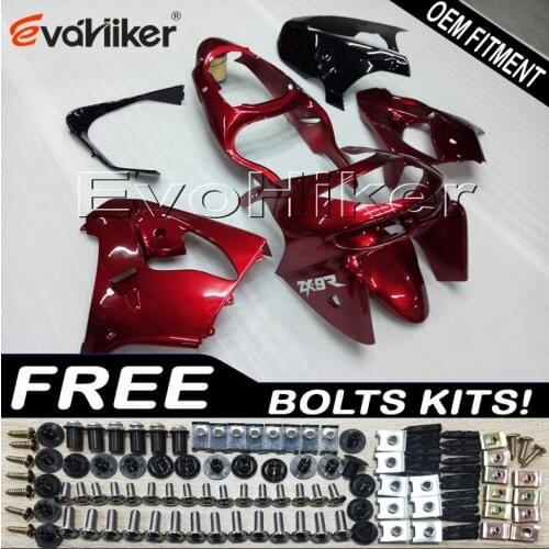 ABS Plastic Bodywork Set for ZX9R 1998 1999 red Black ZX 9R 98 99 ABS plastic motor panels kit