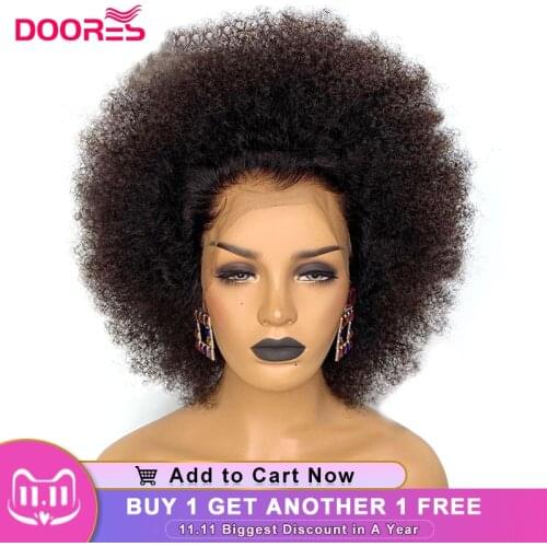 Afro Kinky Curly Wig Pixie Cut Bob Wig Lace Part Wig Human Hair Kinky Curly Human Hair Wigs for Black Women