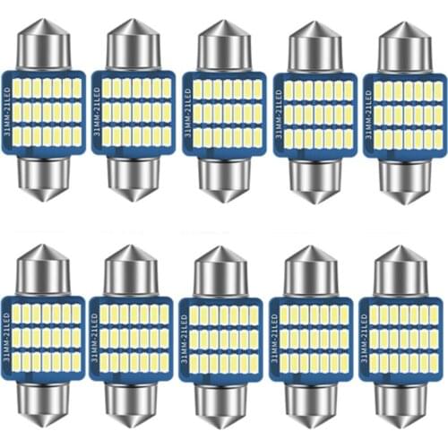 10pcs White FESTOON 21LED 31mm Car Bulb 12Chips C5W LED Boot light Auto Interior Dome Light Reading Lights 12V