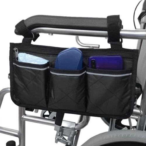 Wheelchair Side Bag for Back Wheelchair Storage Bag Pouch Fits Most Bed Rail Scooters Walker Power & Manual Electric Wheelchair