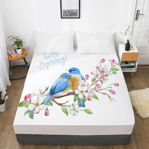 Elastic fitted sheet bed sheet With An Elastic Band 150/180/200/160*200 Mattress Cover Double Bed cover Blue bird