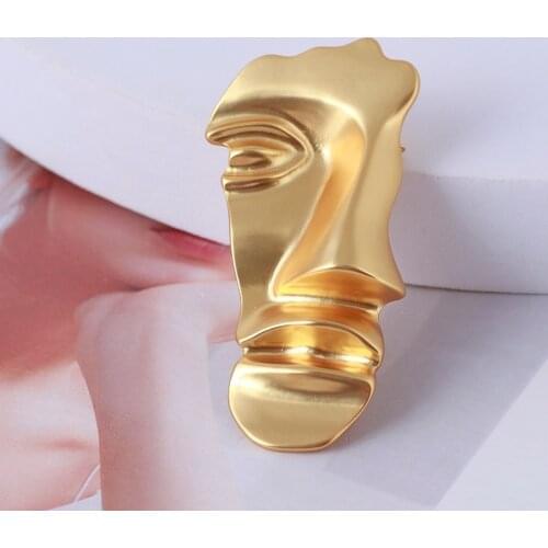 European and American jewelry wholesale retro matte stereo half face portrait brooch