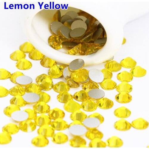 Good Quality ss3-ss34 Citrine Flat Back Nail Art Glue On Non Hotfix Rhinestones