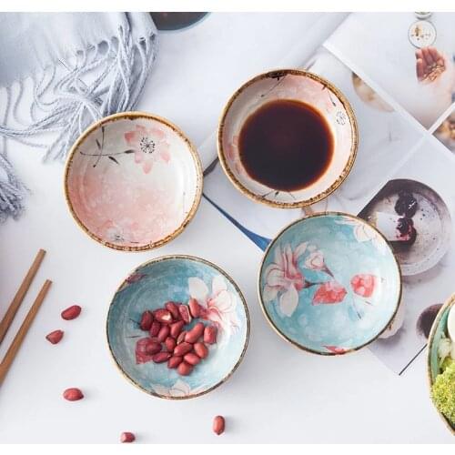 Japanese Style Ins Ceramic Side Dish Round Seasoning Vinegar Dish Underglaze Home Soy Sauce Mustard Sauce Dish