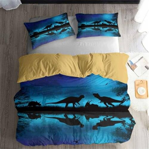 HELENGILI 3D Bedding Set Jurassic Park Dinosaur Print Duvet cover set bedclothes with pillowcase bed set home Textiles #DG-16