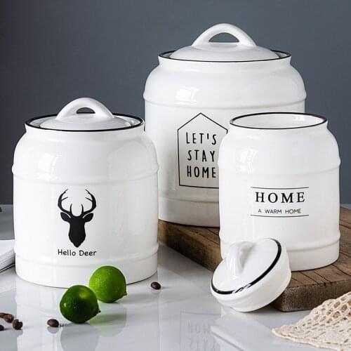 Kitchen Ceramic Sealing Pot Tea Storage Jar Large Capacity Sealed Tea Box Container Coffee Candy Organizer Tea Can Tank Canister