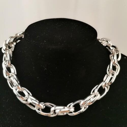 Lover Punk Miami Cuban Choker Necklace Hip Hop Jewelry Trendy Iron Thick Chain Circle Necklace For Women Men Neck Accessories