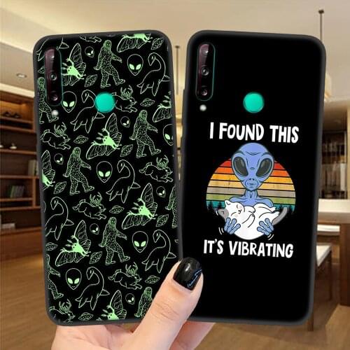 Fashion Cute Alien Space Cartoon Silicone Black Phone Case For Huawei P30 P20 P10 P40 Lite E Pro Y9 P20Lite Soft TPU Cover