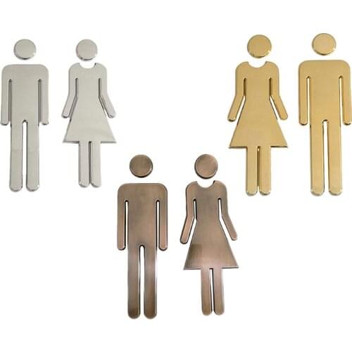 77JF Plating Door Stickers Bathroom Men and Women Logo High-end Business Lavatory Restroom Doorplate Toilet Guide Sign