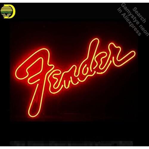 Fender Neon Sign Music neon bulb Sign Glass Tube neon Sign lights Room Decor Iconic Sign Advertise Art Motel Sign Aesthetic Room