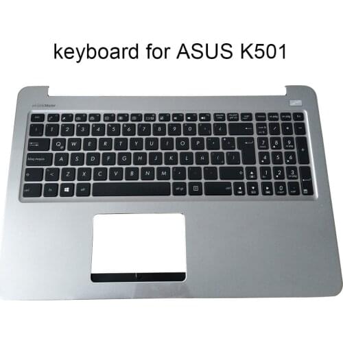 New backlit keyboard Latin for Asus K501 K501LB K501U K501UB K501UX laptop keyboards silver Upper case 13NB0A52AM0301 NSK-USQBQ