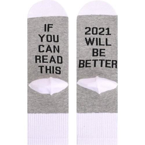 Unisex Middle Tube Casual Stockings with Funny 2021 Printed Pattern on Sole, Clothing Accessories Socks for Fall and Winter