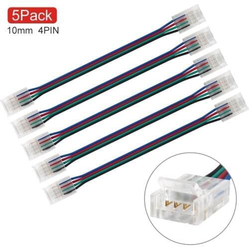 10/20/50P 4pin 10mm RGB LED Strip Connector Dual End Solderless Cover For SMD 5050 3528 LED Strip Connector Extension Cord