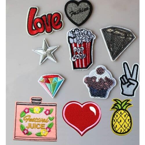 Ironing-free self-adhesive embroidery cloth sticking hand account pineapple perfume bottle love down taking patch hole patch Z04