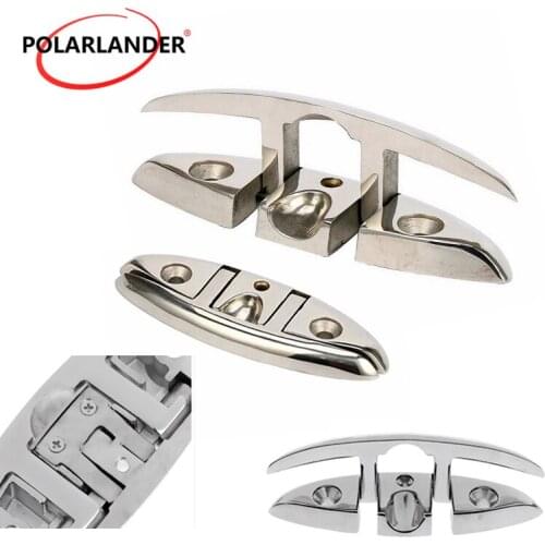 Folding Base Hardware Stud Mount Stainless Steel 6'' Flip Up Marine Cleat Boat