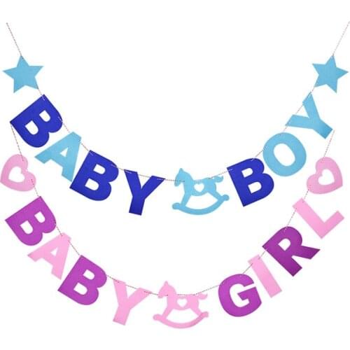 Baby Shower Decoration Non-Woven Fabric Letter Banner Party Garland Baby Boy Girl Foil Balloon 1st Birthday Event Party Supplies