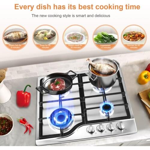 Built-In Gas Stove Gas Cooktop With 4 Burners Anti-Melt Metal Knob Stainless Steel Natural Gas In Hob Stove Cooker Cookware New