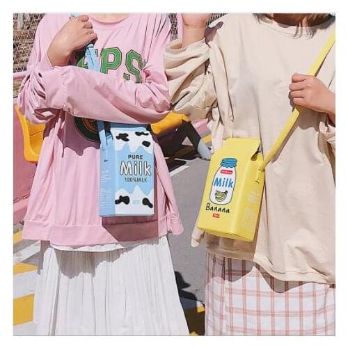 Mobile Phone Bag Milk Carton Crossbody Wallet Phone Pruse Universal Girls Shoulder Leather Pouch Women Hanging Neck Wallet Case