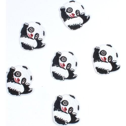 10pcs/lot Cute Panda Patch Embroidered Iron On Cartoon Animal Stickers Garments Jeans Motif Badge DIY Patchwork Bag Accessories