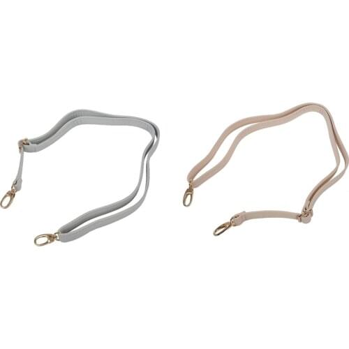 2 Pcs DIY Replacement Leather Bag Shoulder Strap Handle Cross Body Adjustable 140x2Cm, Gray & Beige