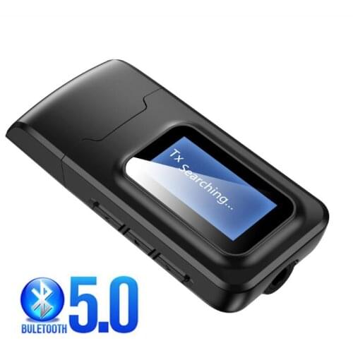 2 In 1 USB Wireless Bluetooth 5.0 Transmitter Receiver Adapter With LCD Display 3.5MM AUX Stereo For PC Car Headphones