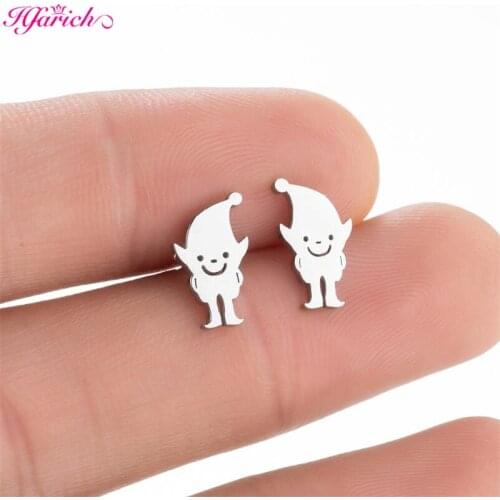 2021 New Little Angel Fairy Stud Earrings Anime Elf Dancer Earring for Women Girls Jewelry Party Accessories Stainless Steel