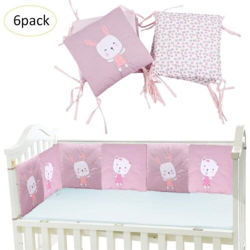 6pcs Baby Crib Breathable Padded Mesh Crib Bumper Pad Crib Around Cushion Cot Protector Pillows Newborns Room Bedding Decor