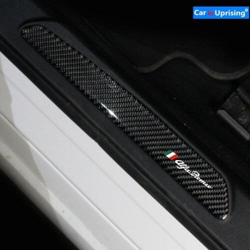 Accessories Door Sill Scuff Plate Guards Carbon Fiber Door Sills Protector Stickers for ALFA ROMEO Giulia Car Styling