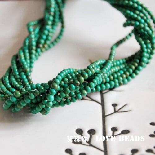 Natural stone 2mm/3mm 7.5 inch/19cm tiny seed beads green turquoises jewelry making DIY for women