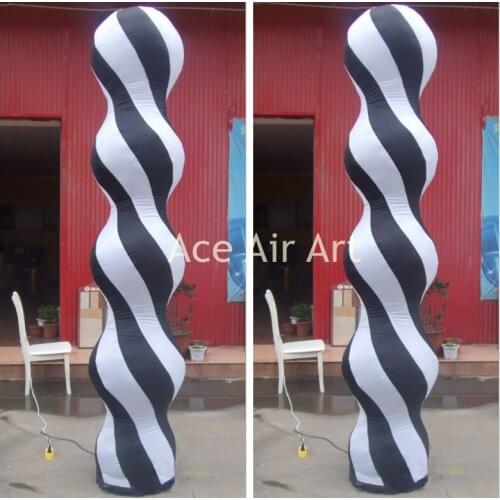 Black and white spiral inflatable column for standing decoration