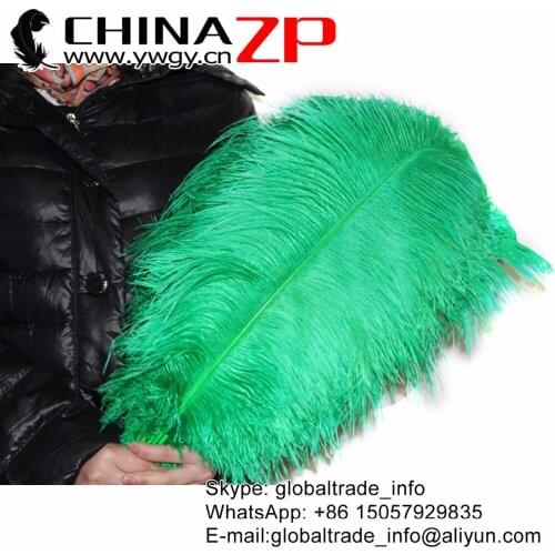 CHINAZP Factory Size 26~28inch (65~70cm) 50pcs/lot Top Quality Dyed Green Ostrich Feathers for DIY Decorations