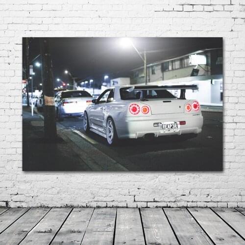 Classic Sport Car Nissan Skyline Car Taillight Wall Art Posters Fabric Canvas Print Paintings for Living Room Decor