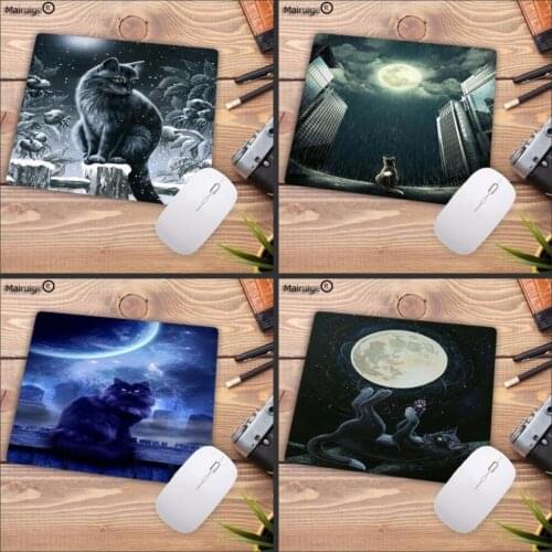 Mairuige Animal Black cat at night Under The Moon Large Rubber Anti-slip Mousepad Gaming For CS GO LOL DOTA Speed Mice Play Mat