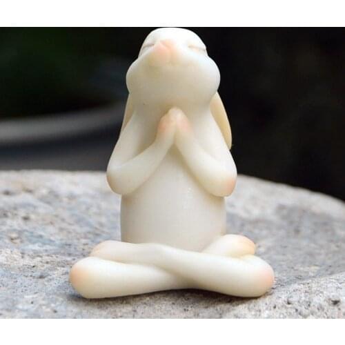 Everyday Collection Miniature Fairy Garden & Terrarium Yoga Bunny Fairy Pixie in Seated Namaste Pose Statue Cute Small Figurine
