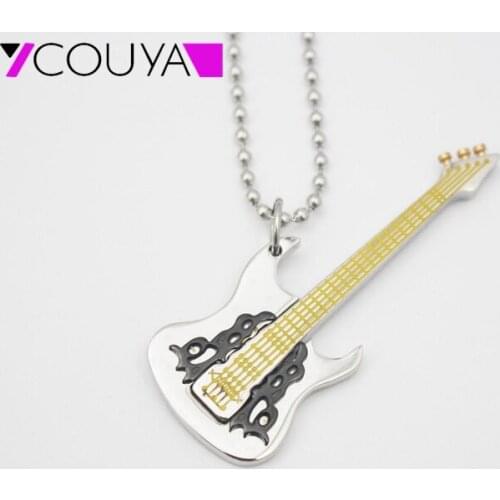 Fashion Stainless Steel Music Guitar Pendant Necklace Wholesaler Free shipping