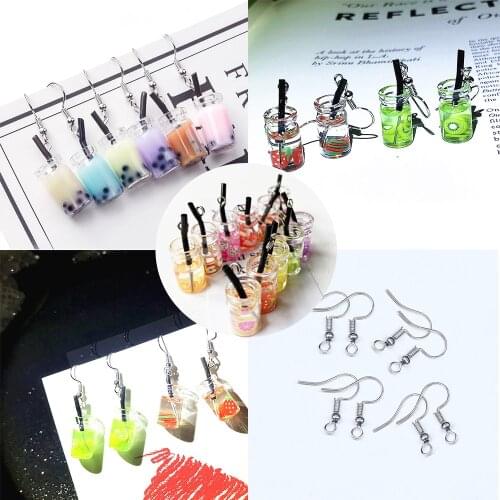 Fashion Creative Fruit milk tea Earrings Cute Handmade Earrings Womens Jewelry DIY earrings Handmade by yourself