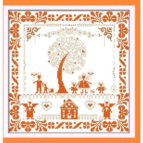 Joy Sunday Happy Tree Counted DMC 14CT Cross Stitch Print on Canvas Set Chinese Cross Stitch Embroidery Kit Home Decor Send Gift