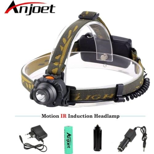 Anjoet Q5 LED 2000LM Motion Induction Headlamp Headlight Light Infrared IR Sensors Head Lamp 18650/AAA For Outdoor Hunting Camp