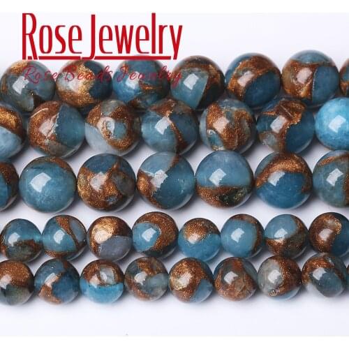 Natural Light Blue Cloisonne Stone Round Loose Beads 15 Inches Strand 4 6 8 10 12mm Pick Size for Jewelry Making Bracelet