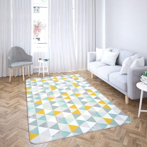 Nordic Line Rhombic Floor Mat Home Sofa Area Rugs Bedroom Living Room Decoration Bathroom Printed Doormat Carpets Simple Style