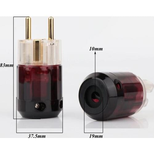 One pair C-079 IEC + P-079E 24k Gold-Plated Schuko EU Plug+IEC Female Connector For Audio DIY