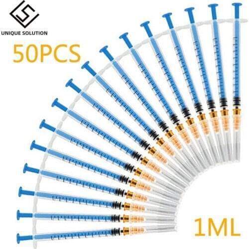 Disposable Plastic Industry Syringe 1ml With Needles 1cc Sterile Injector Liquids Mixing Adhesives Glue Soldering , 50pcs
