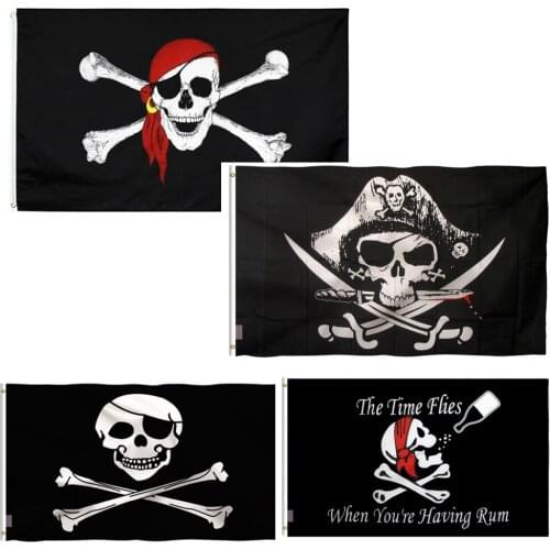 Wholesale Crossbones new Huge Skull and Cross Sabres Swords Jolly Roger Pirate Flags With Grommets Decoration NN046