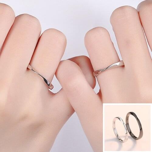 Fashionable and Simple S925 Sterling Silver Couples Male and Female Live Opening Pair Ring Couple Jewelry