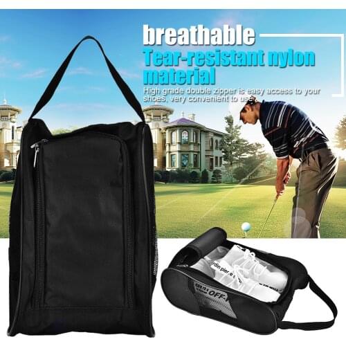 Portable Breathable Golf Shoes Bag Zipped Sports Bag Shoe Case Golf Shoe Bag - Zippered Shoe Carrier Bags Case Pocket Pouch
