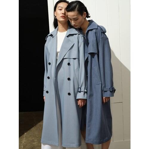 Casual and Easy to Wear Cotton Soft Material Denim Windbreaker Womens Loose Medium Length 2021 Early Spring New Coat