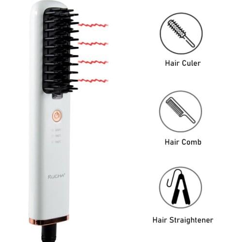 Hair Straightener Comb Multifunction Hot Straightening Brush Anti Static Fluffy Smooth Hair Straight Styler Mens Beard Combs