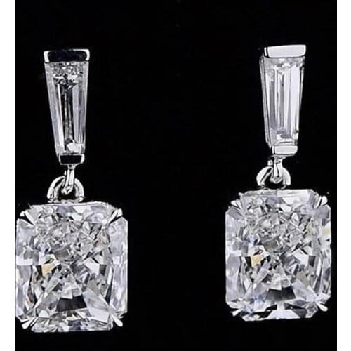 Huitan Simple Earrings Women with Trapezoidal/Rectangular Cubic Zirconia Dazzling Female Accessories Fashion Versatile Jewelry